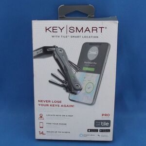 KeySmart - Compact Key Holder Pro w/LED Light - Tile Smart Location - Smart Key